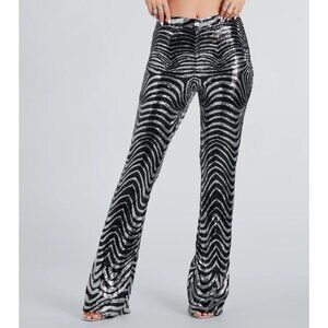 Make An Entrance Sequin Swirl Flare Pants